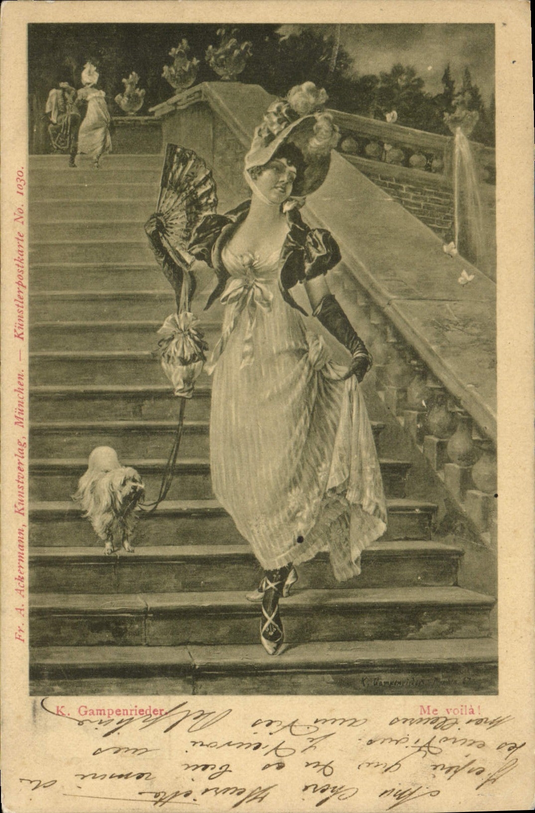 VINTAGE POSTCARD K Gampenrieder Woman Dog