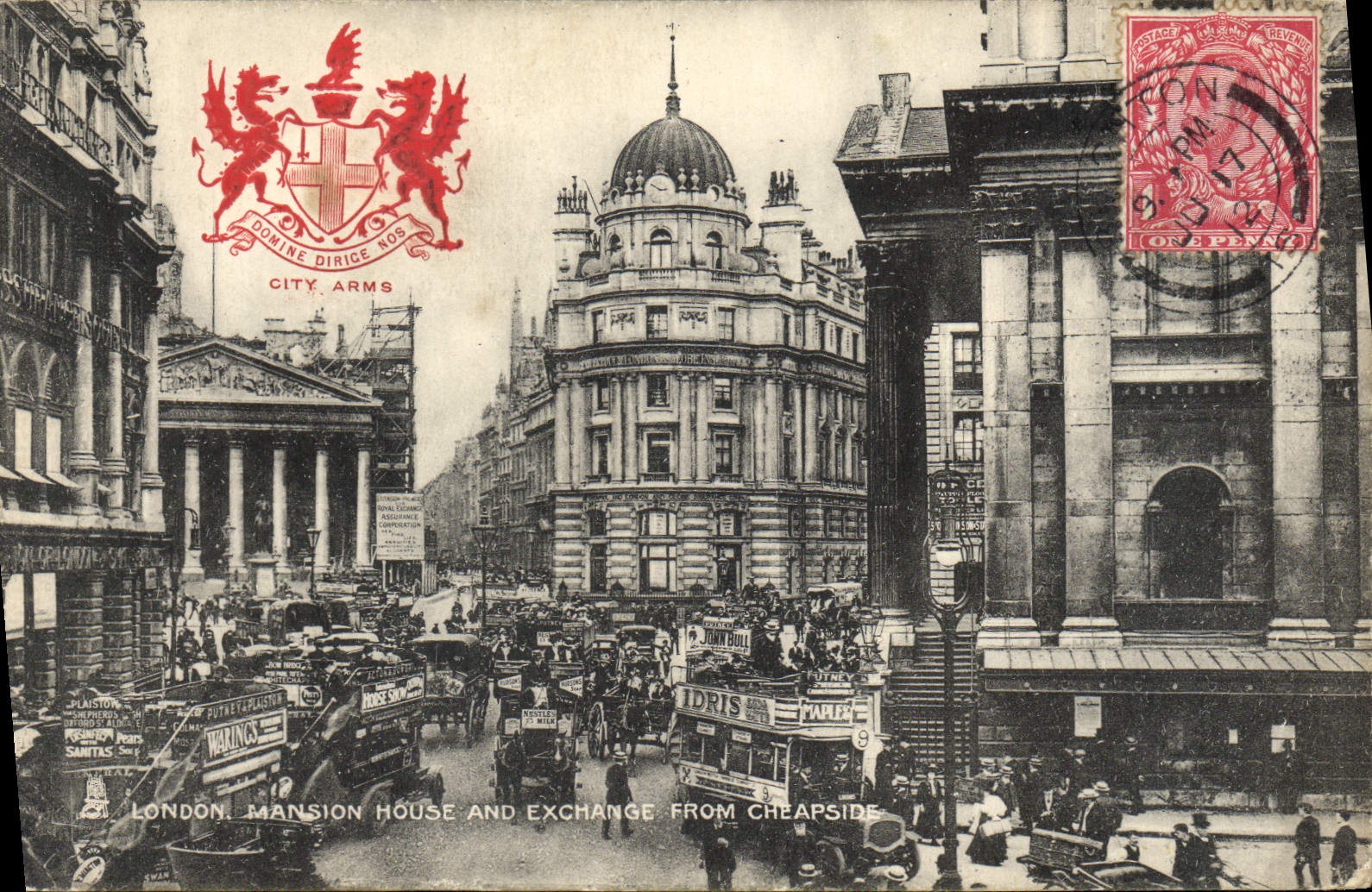 Casa e intercambios de mansión de Londres de la POSTAL de la VENDIMIA de Cheapside