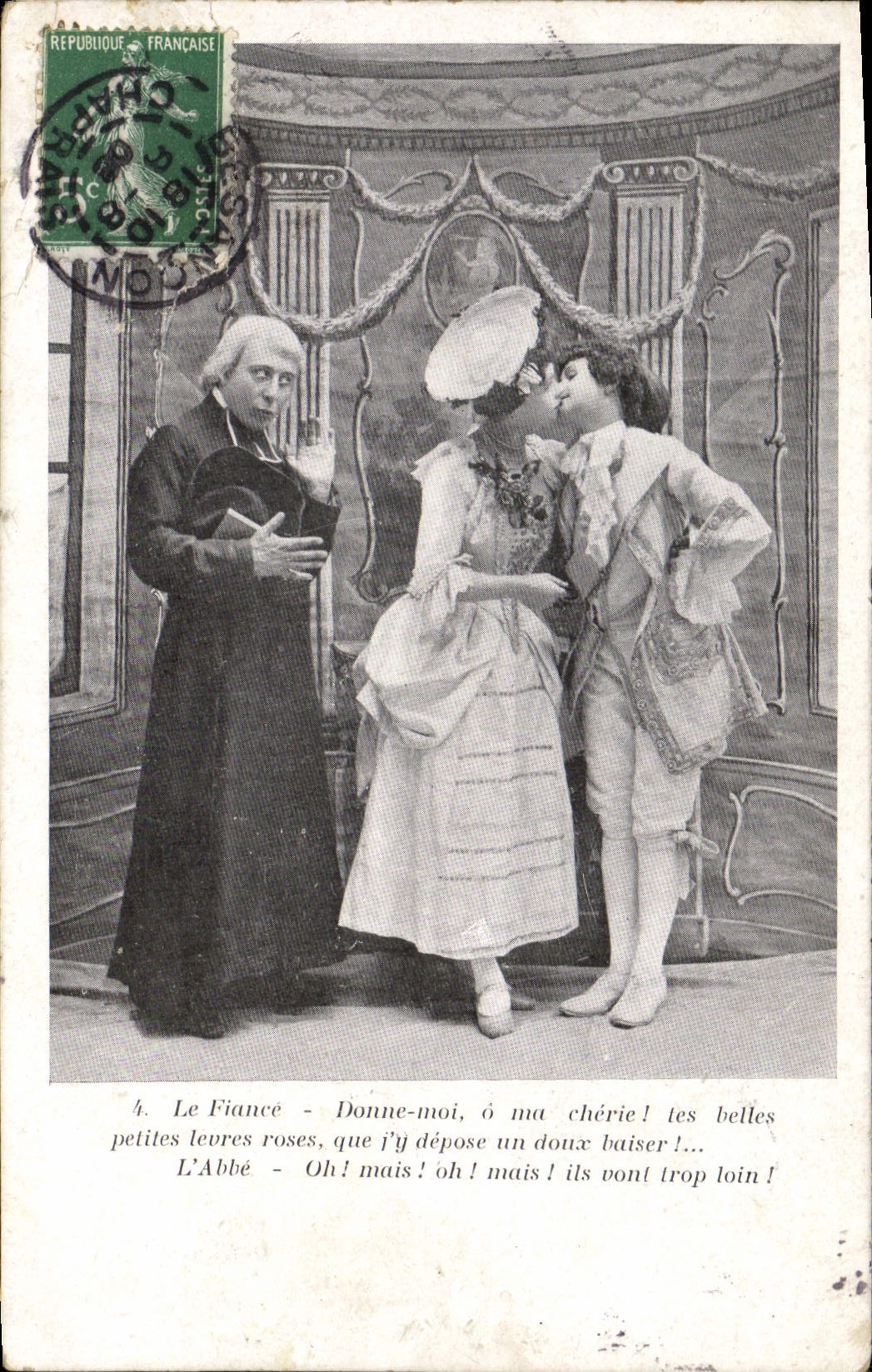 VINTAGE POSTCARD Promises in marriage It Gives Me My Darling Belles Petites pink lips Femme Priest