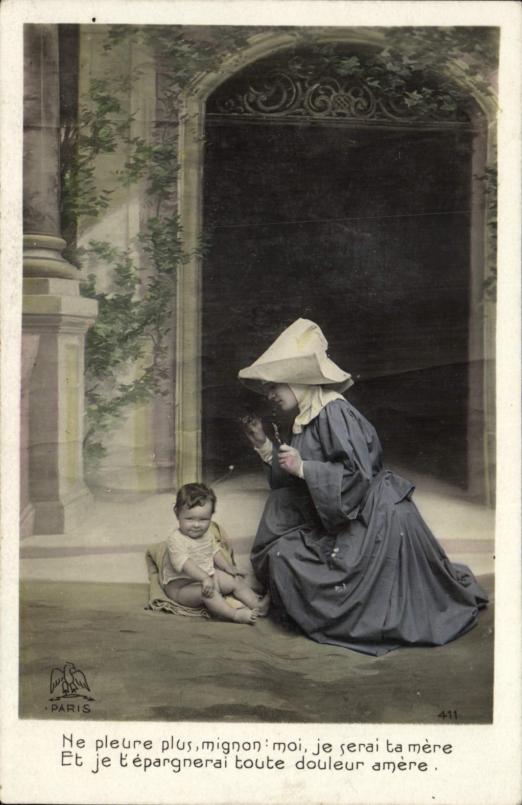 VINTAGE POSTCARD Fantasy Religious Child wife Baby