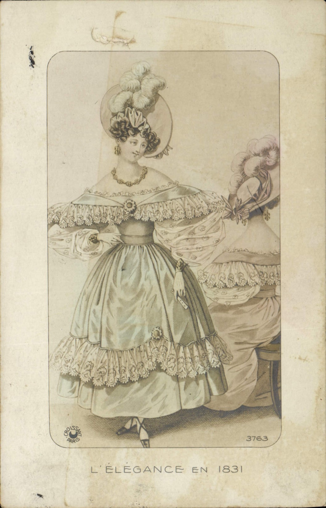 VINTAGE POSTCARD Fantasy Woman elegance in 1831