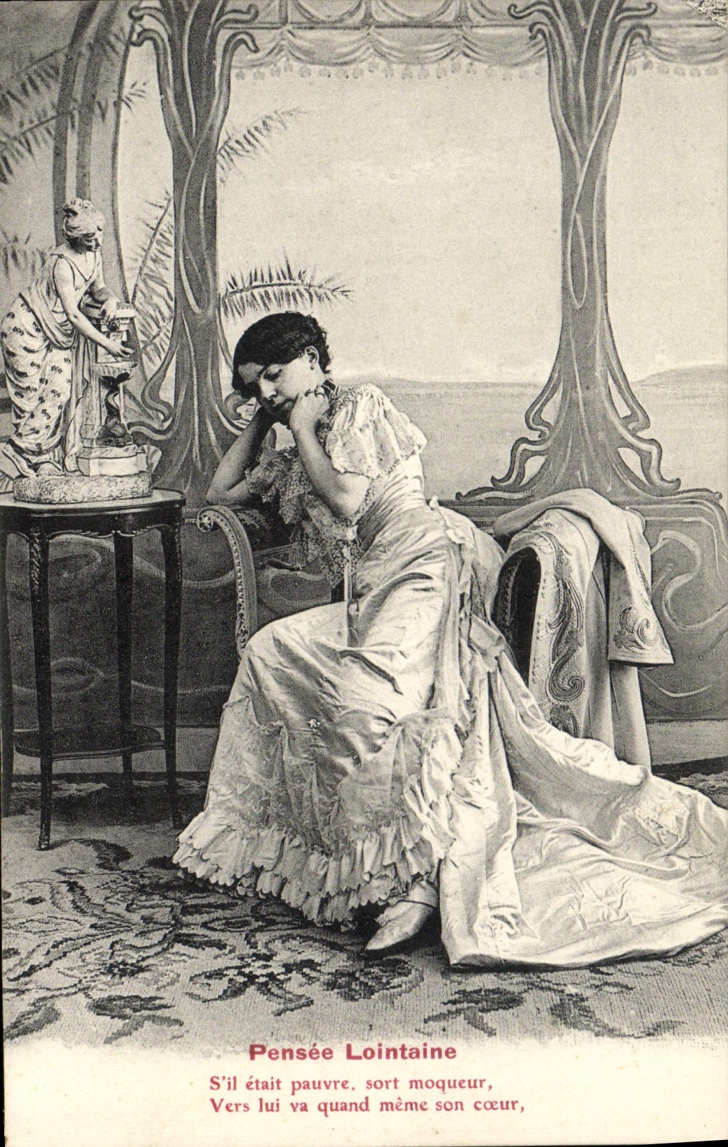 VINTAGE POSTCARD Fantasy remote Thought Woman