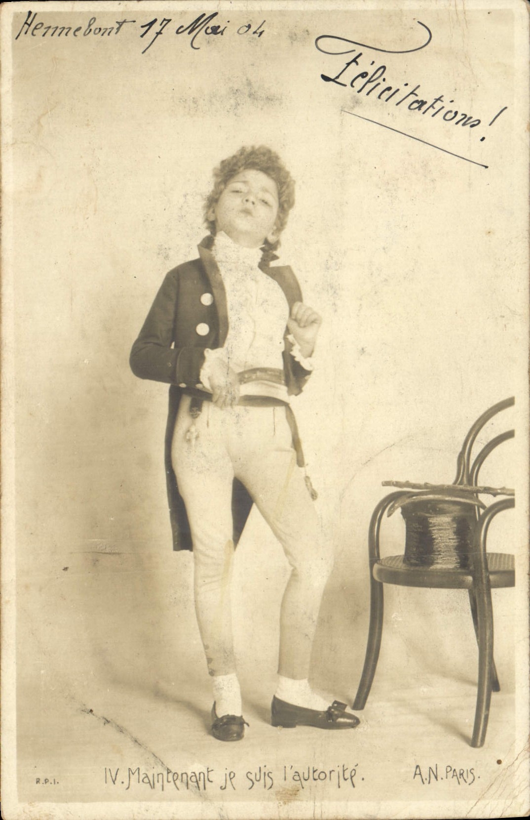 VINTAGE POSTCARD Fantaisie Child Now I am the authority