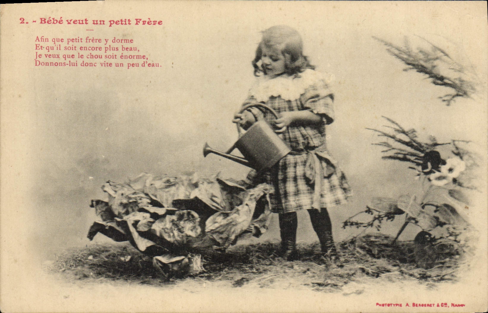 VINTAGE POSTCARD Fantaisie Child Baby wants a Choux little brother