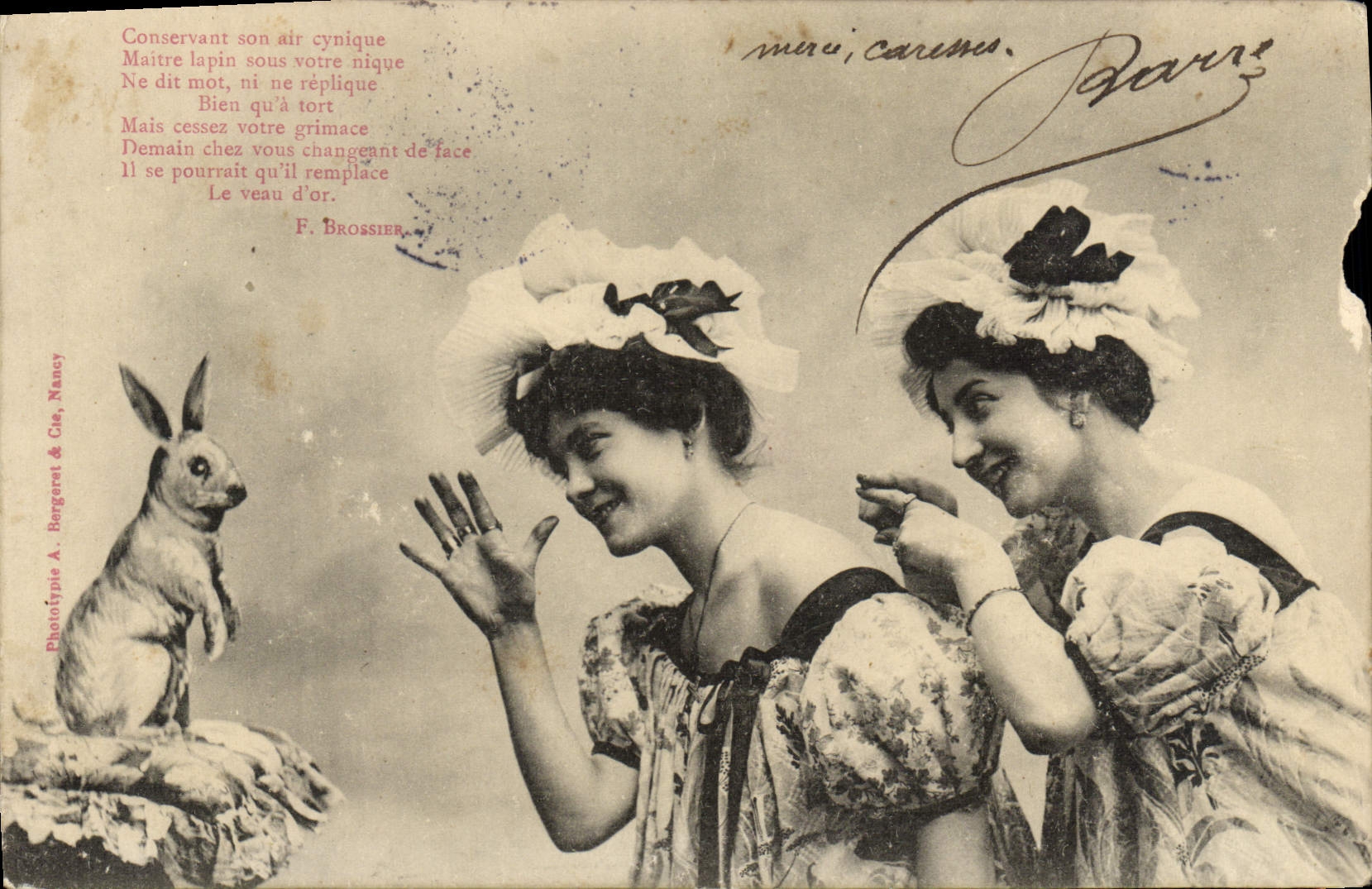 VINTAGE POSTCARD Fantasy Women Rabbit