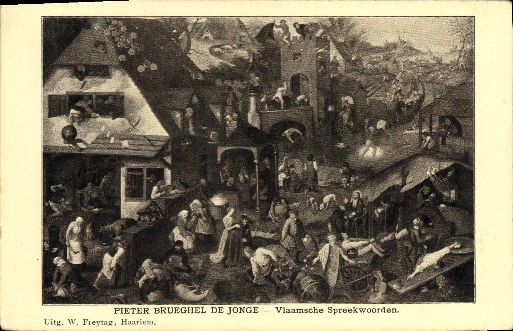VINTAGE POSTCARD Pieter Brueghel De Jonge Vallmsche Spreekwoorden