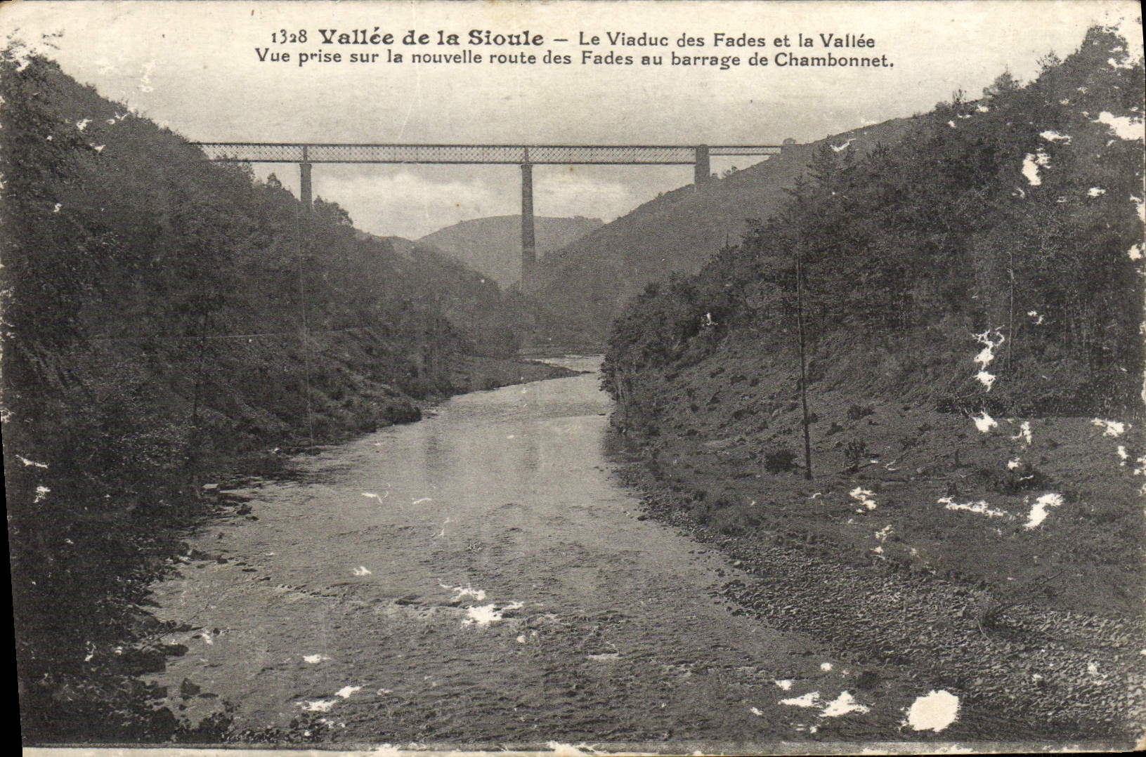 VINTAGE POSTCARD Valley of Sioule Viaduct of Insipid and the Valley Dam Chambonnet