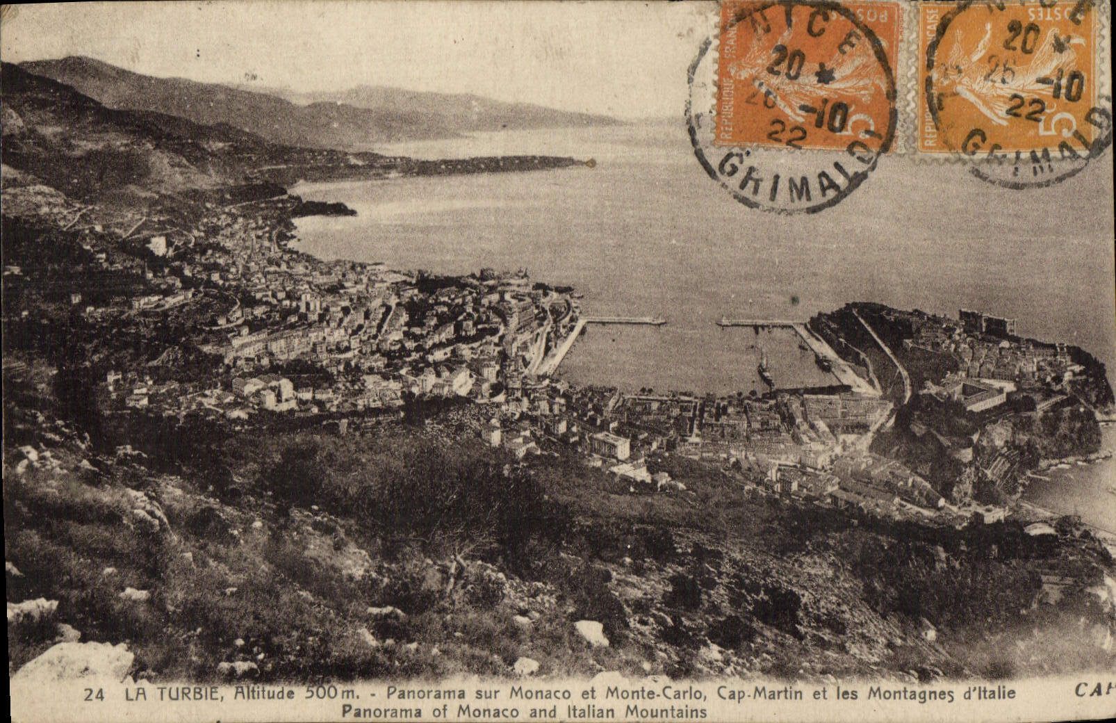 CPA La Turbie Altitude Panorama sur Monaco et Monte Carlo