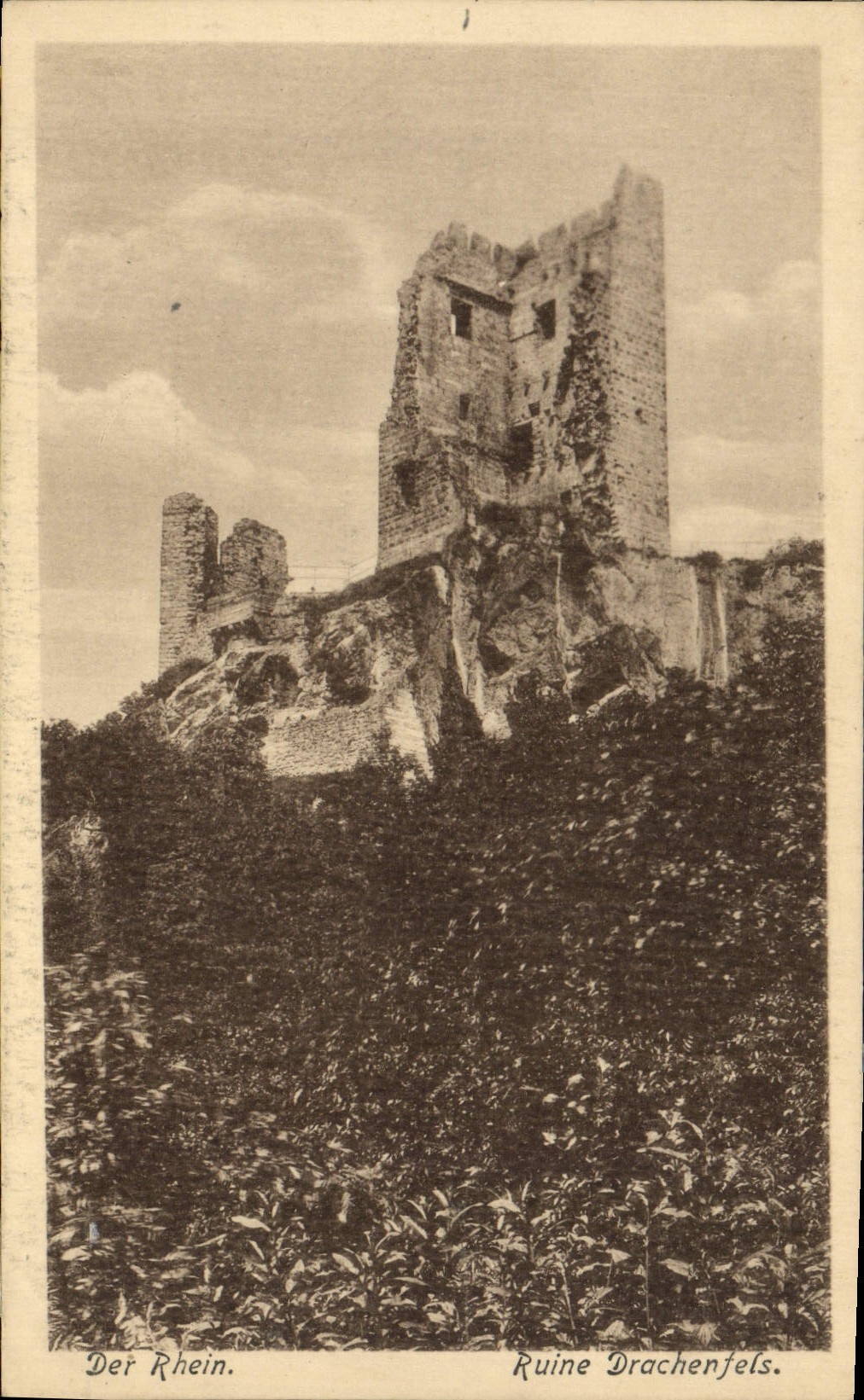 La POSTAL Der Rhin de la VENDIMIA arruina Drachenfels