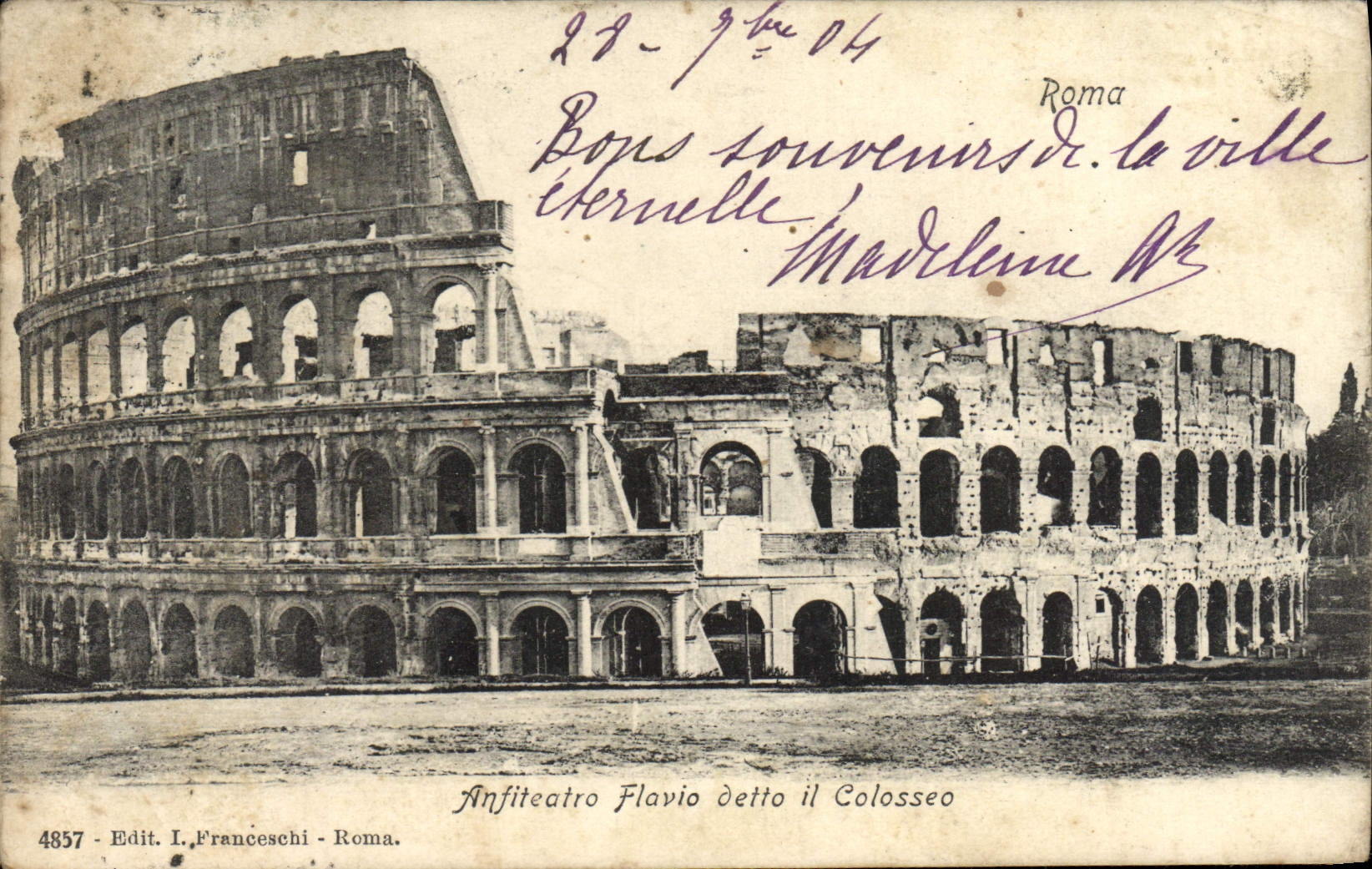 Detto de Roma Anfiteatro Flavio de la POSTAL de la VENDIMIA él Colosseo