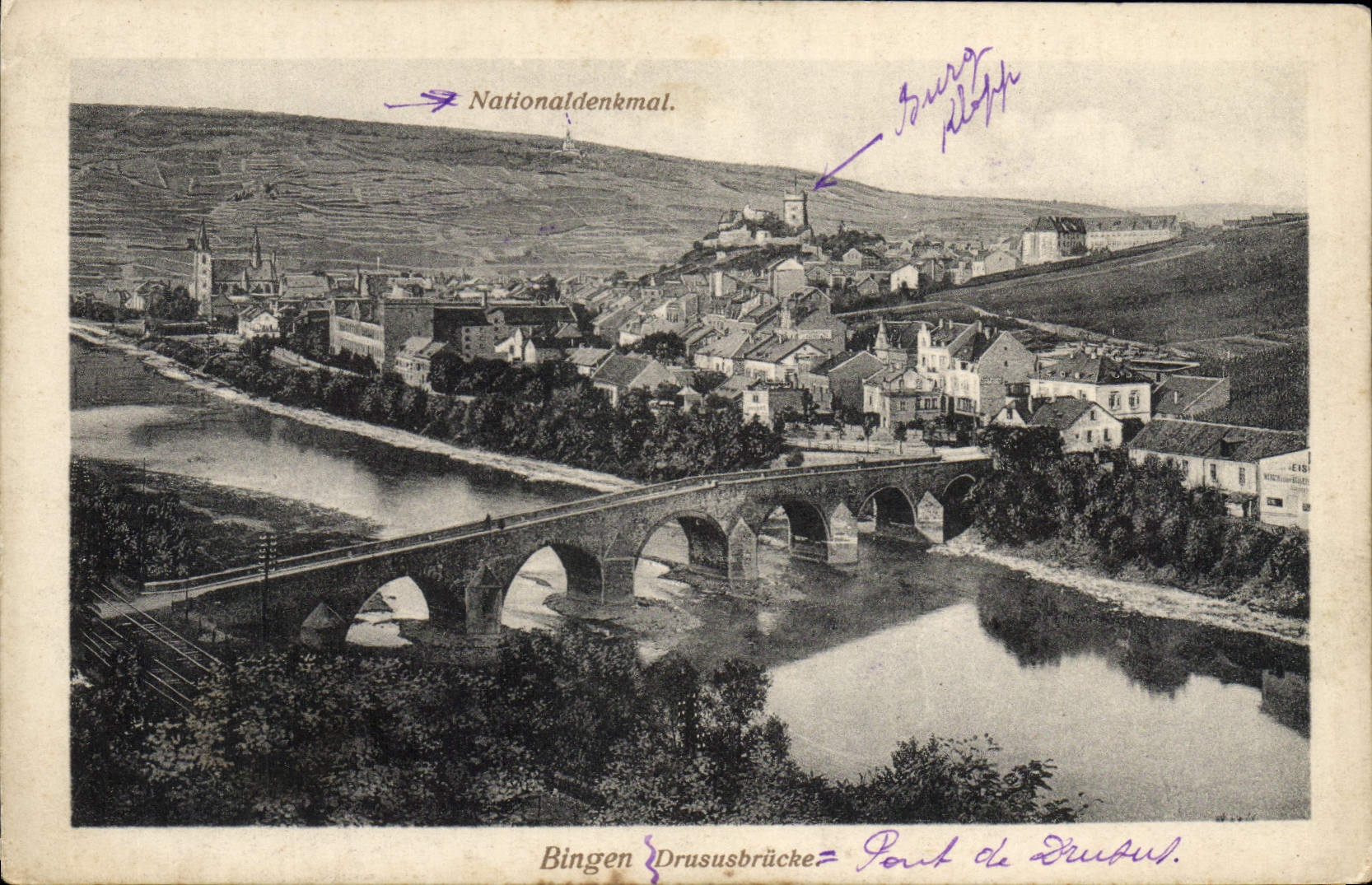 CPA Nationaldenkmal Bingen Drususbrucke