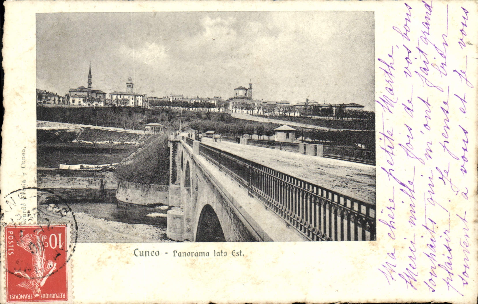 VINTAGE POSTCARD Cuneo Panorama lato Is