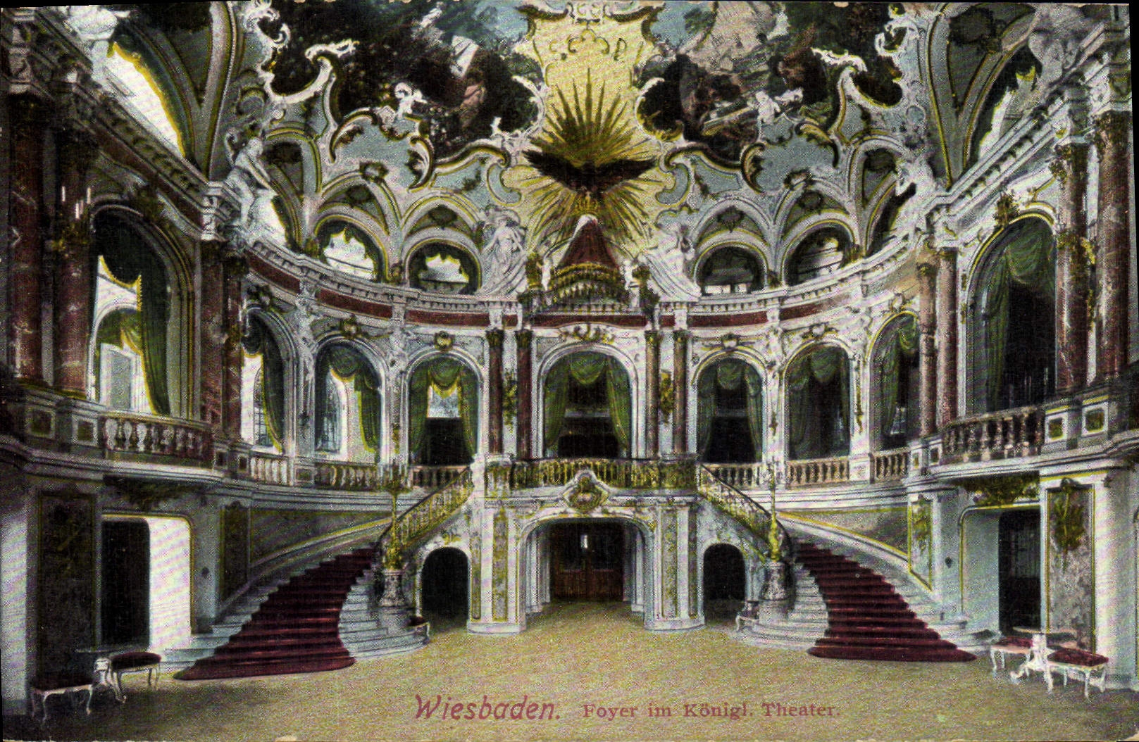VINTAGE POSTCARD Wiesbaden Hearth im Konigl Theater