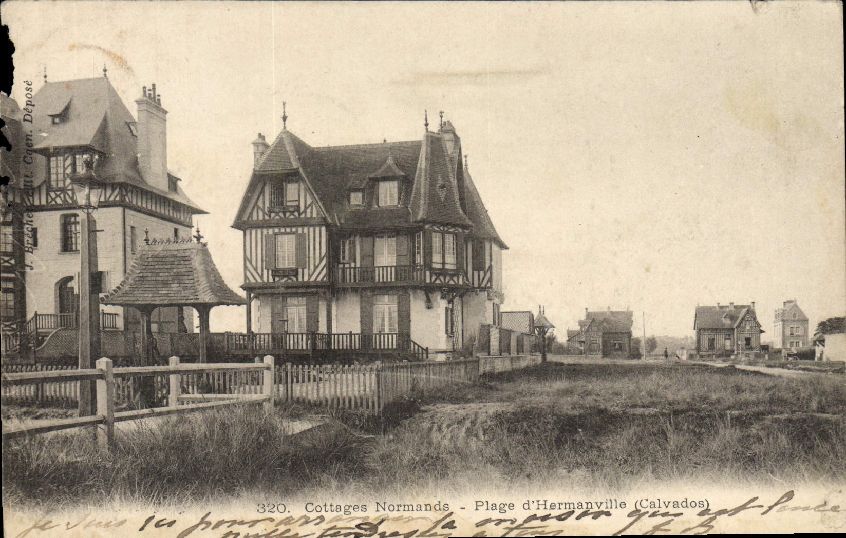 VINTAGE POSTCARD Norman Cottages Beach of Hermanville