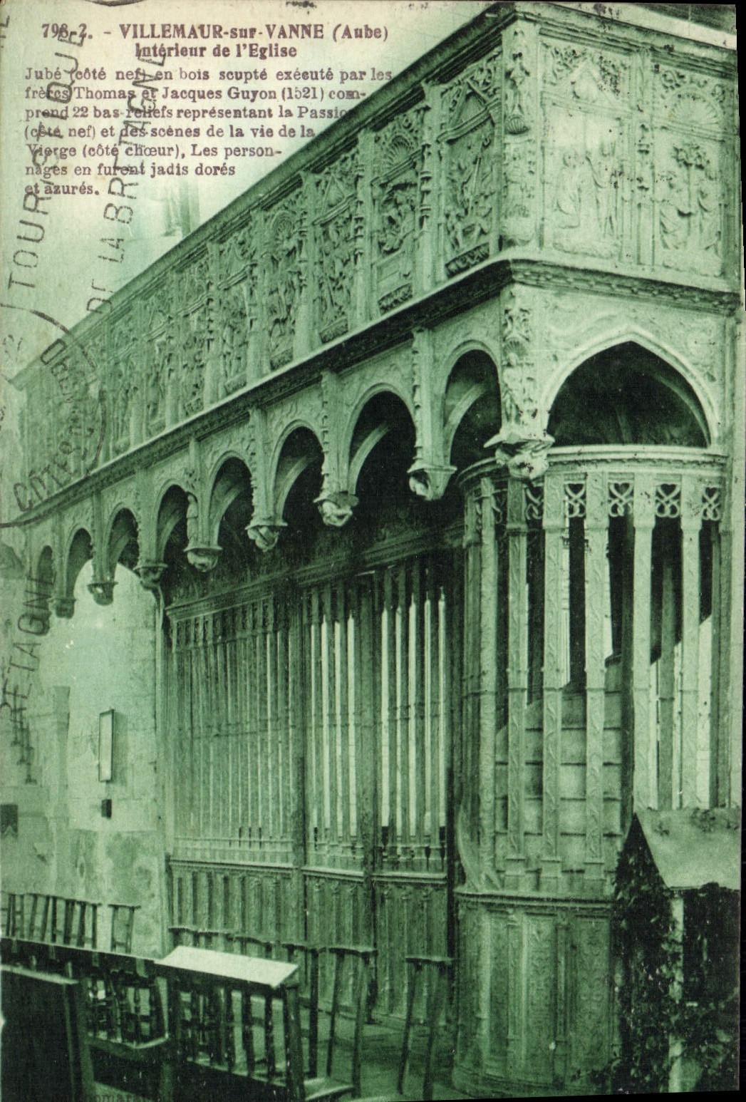 VINTAGE POSTCARD Interior Villemaur On Valve of the Church