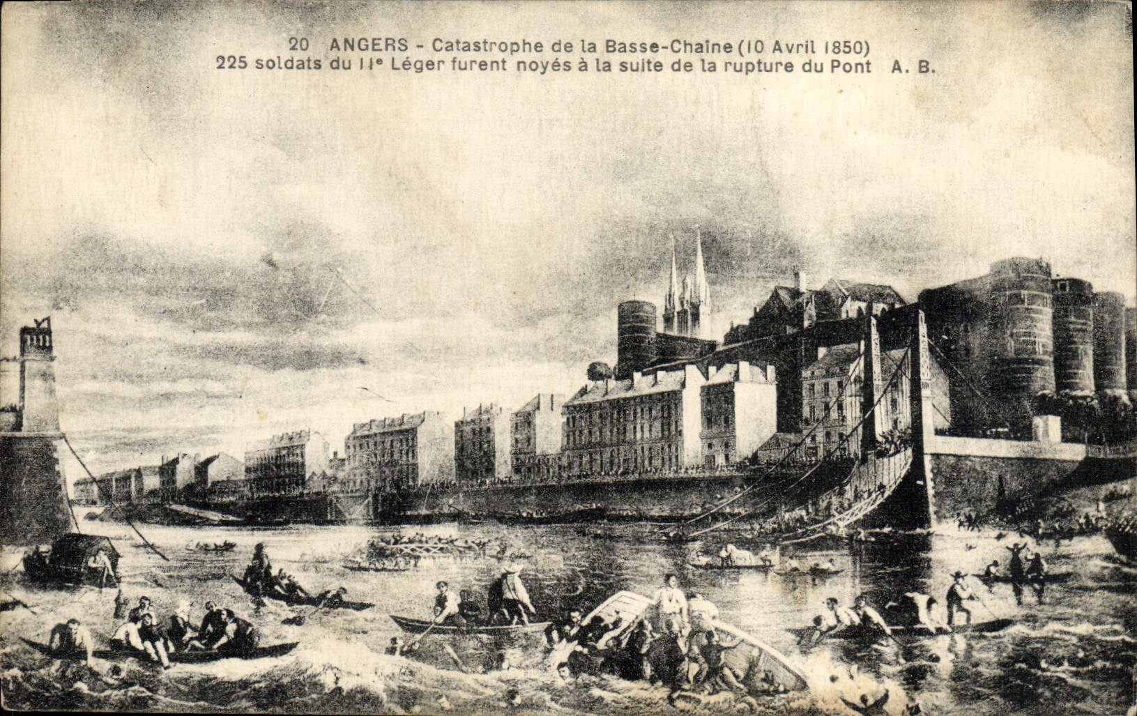 La POSTAL de la VENDIMIA encoleriza la catástrofe del 10 de abril de 1850 de cadena bajo