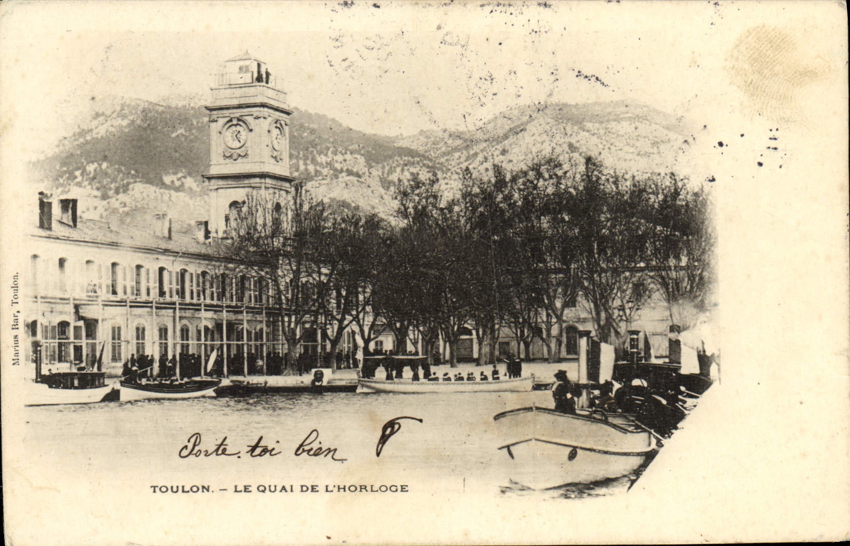 CPA Toulon Le Quai De L'Horloge Bateaux