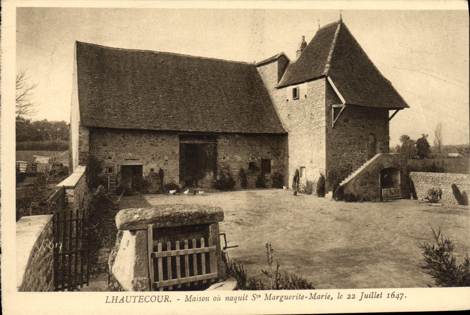 La casa de Lhautecour de la POSTAL de la VENDIMIA o era co nato. Margarita Marie el 22 de julio de 1647