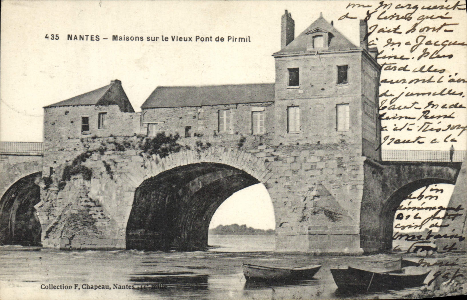 VINTAGE POSTCARD Nantes Houses On the Old Bridge De Pirmil