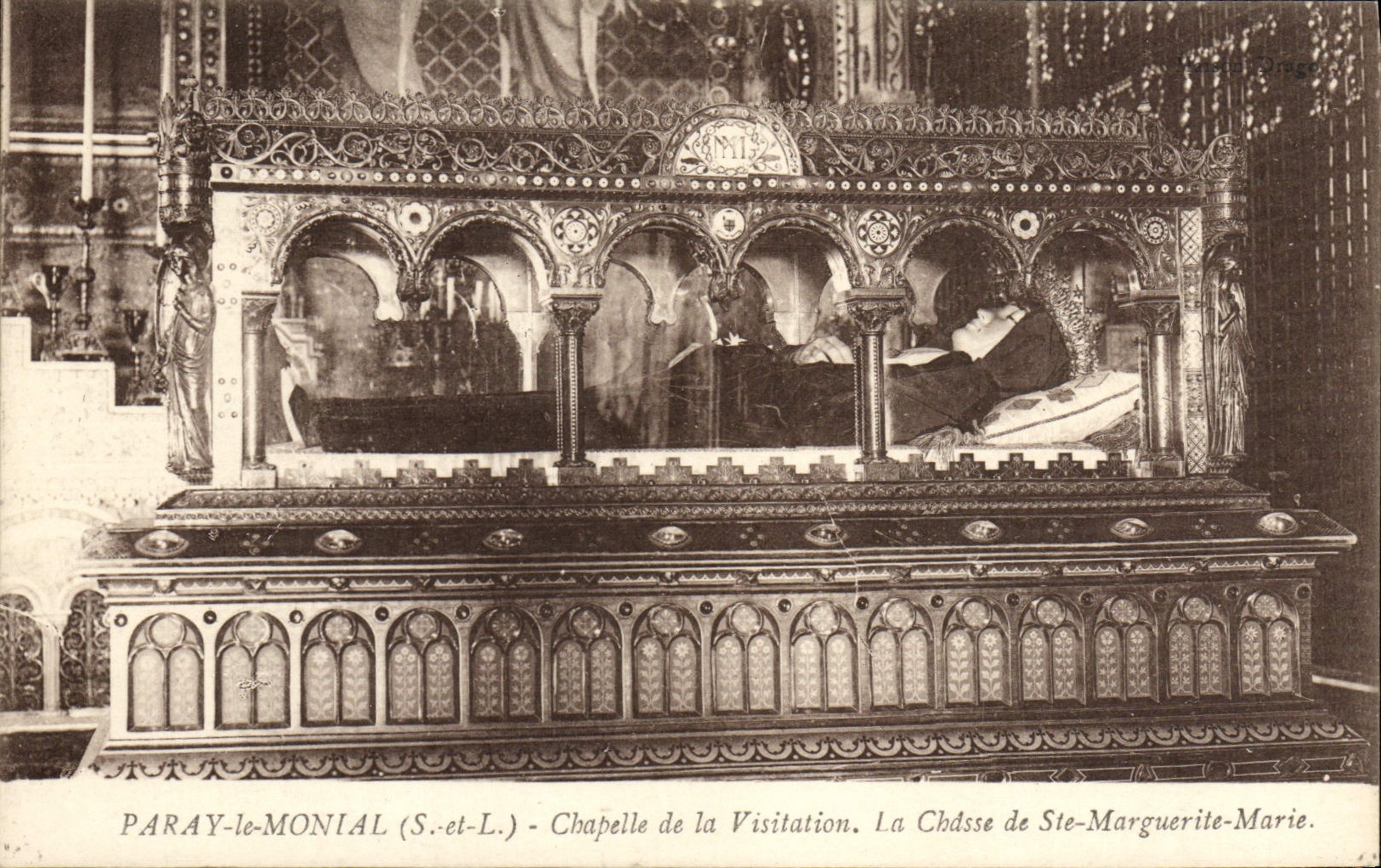 Cámara acorazada de Paray Monial de la POSTAL de la VENDIMIA del Visitation la caza del co. Margarita Marie