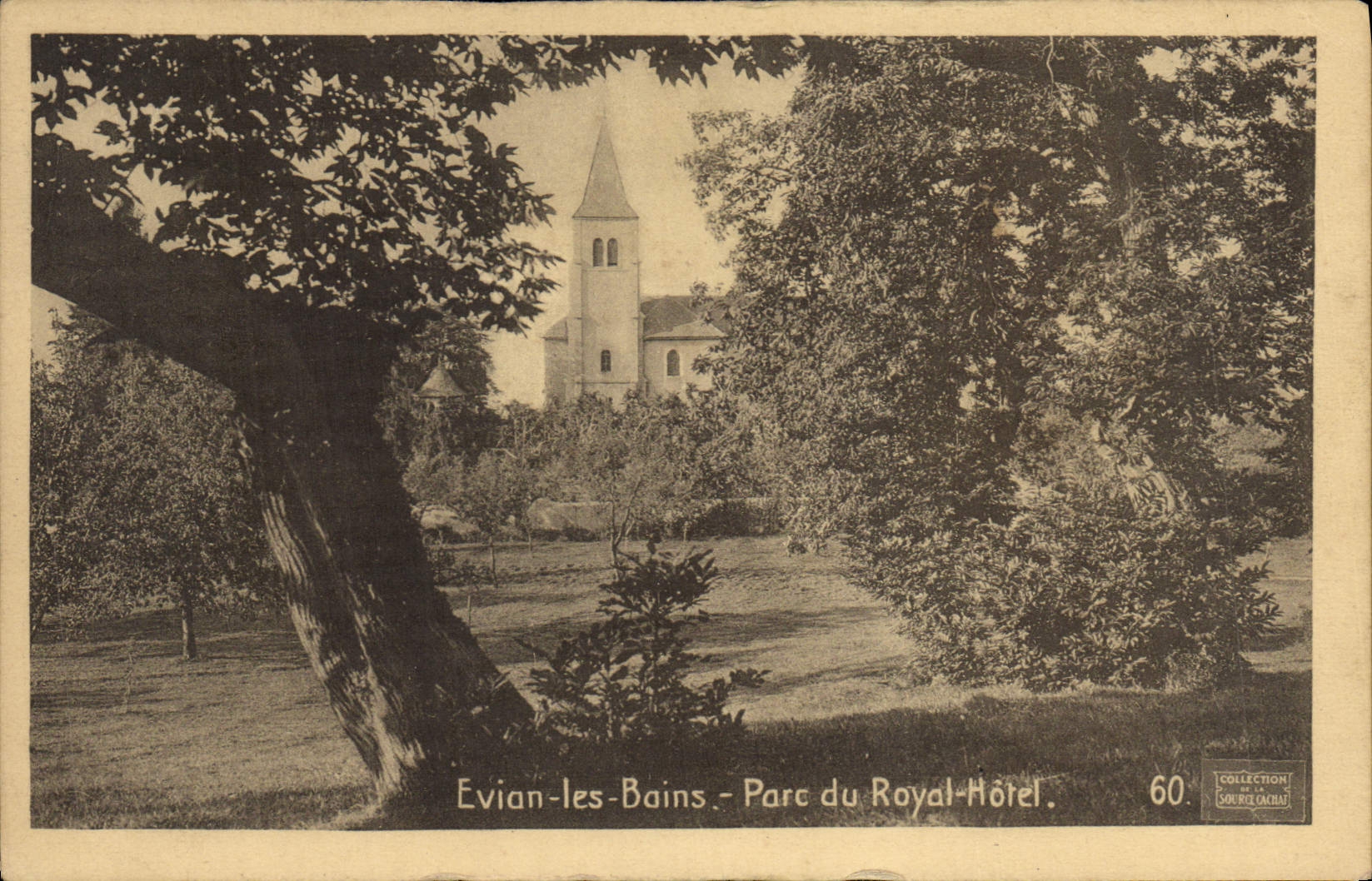 VINTAGE POSTCARD Evian Les Bains Park Of the Royal Hotel