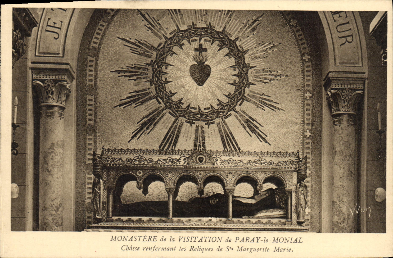 La POSTAL Monastere de la VENDIMIA del Visitation De Paray Monial expulsa contener las reliquias del co. Margarita Marie