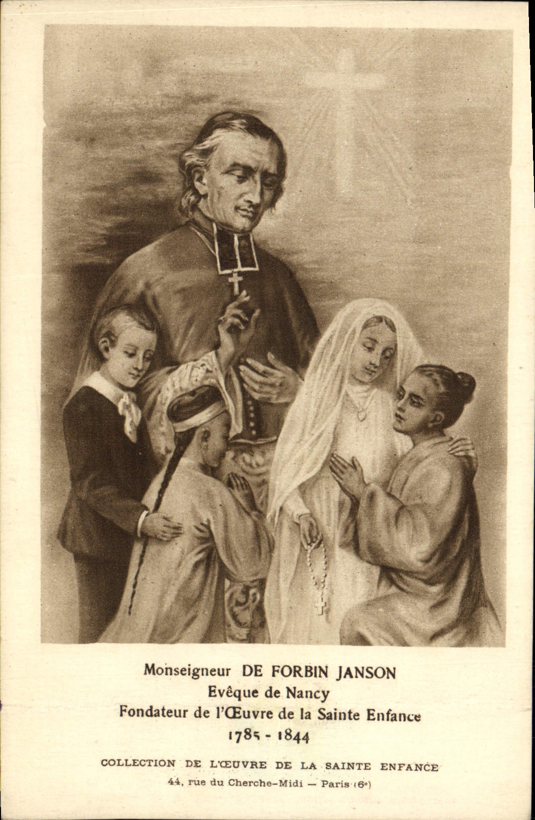 Obispo de Monseigneur De Forbin Janson de la POSTAL de la VENDIMIA de Nancy