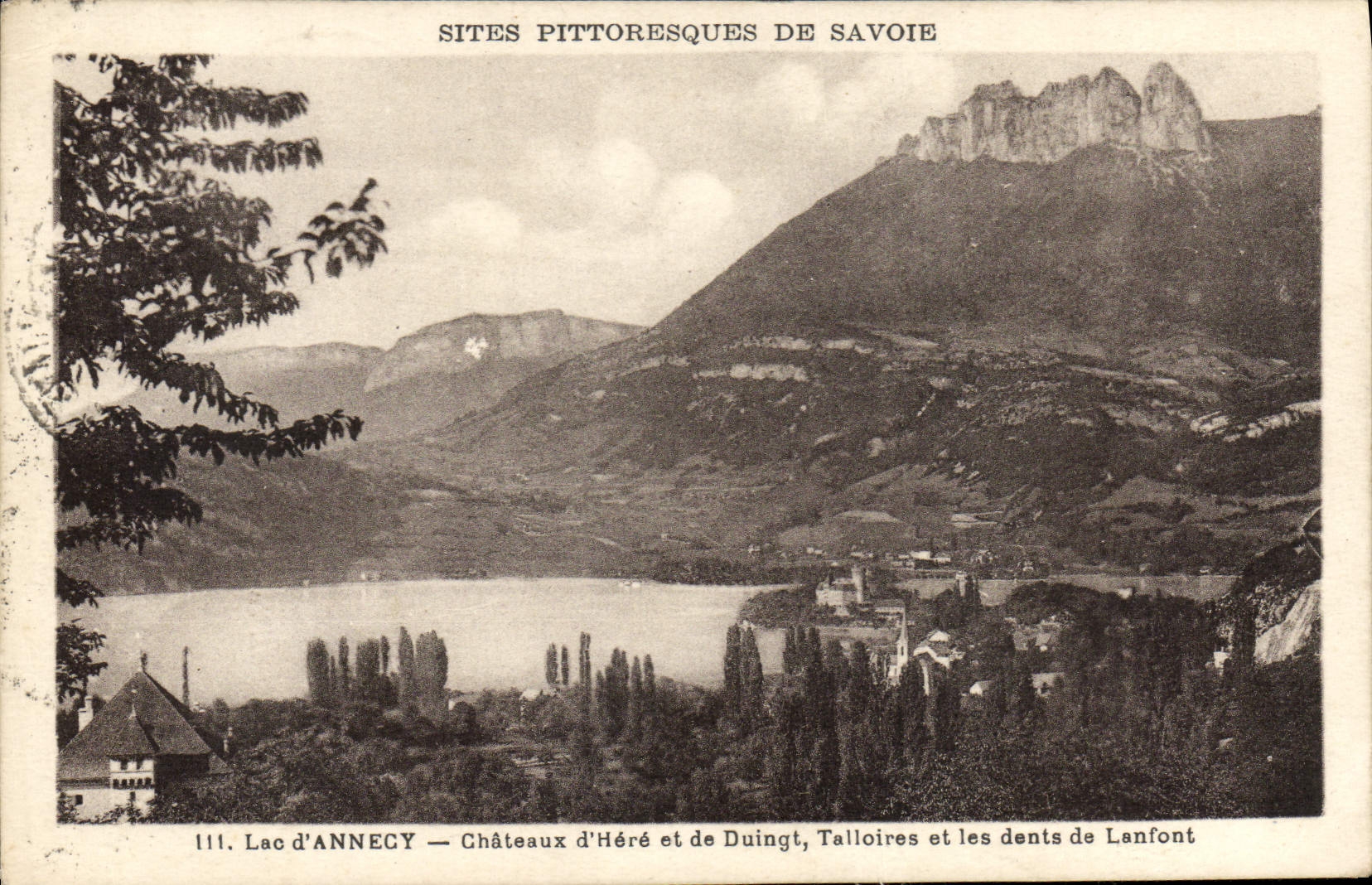 La POSTAL de la VENDIMIA localiza pintoresco del lago savoy de los castillos de Annecy del macho y de De jovenes Duingt Talloires y de los dientes De Lanfont