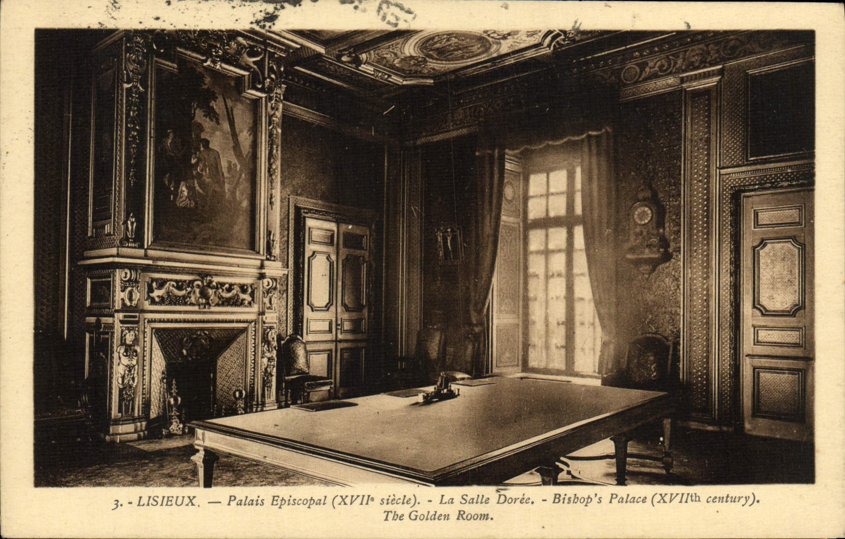 Paladar episcopal de Lisieux de la POSTAL de la VENDIMIA el cuarto dorado