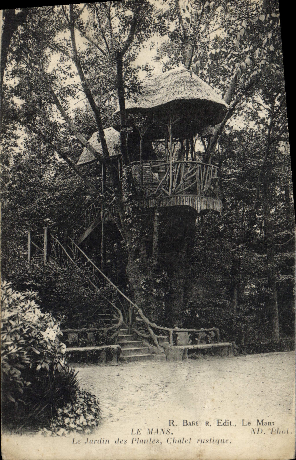 VINTAGE POSTCARD Mans the Botanical garden Rustic Country cottage