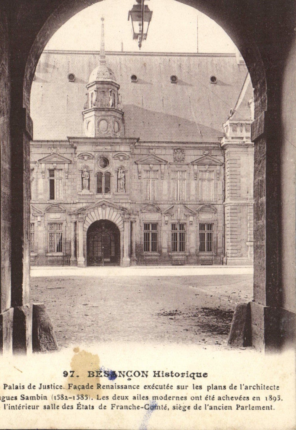 VINTAGE POSTCARD Historical Besancon Law courts