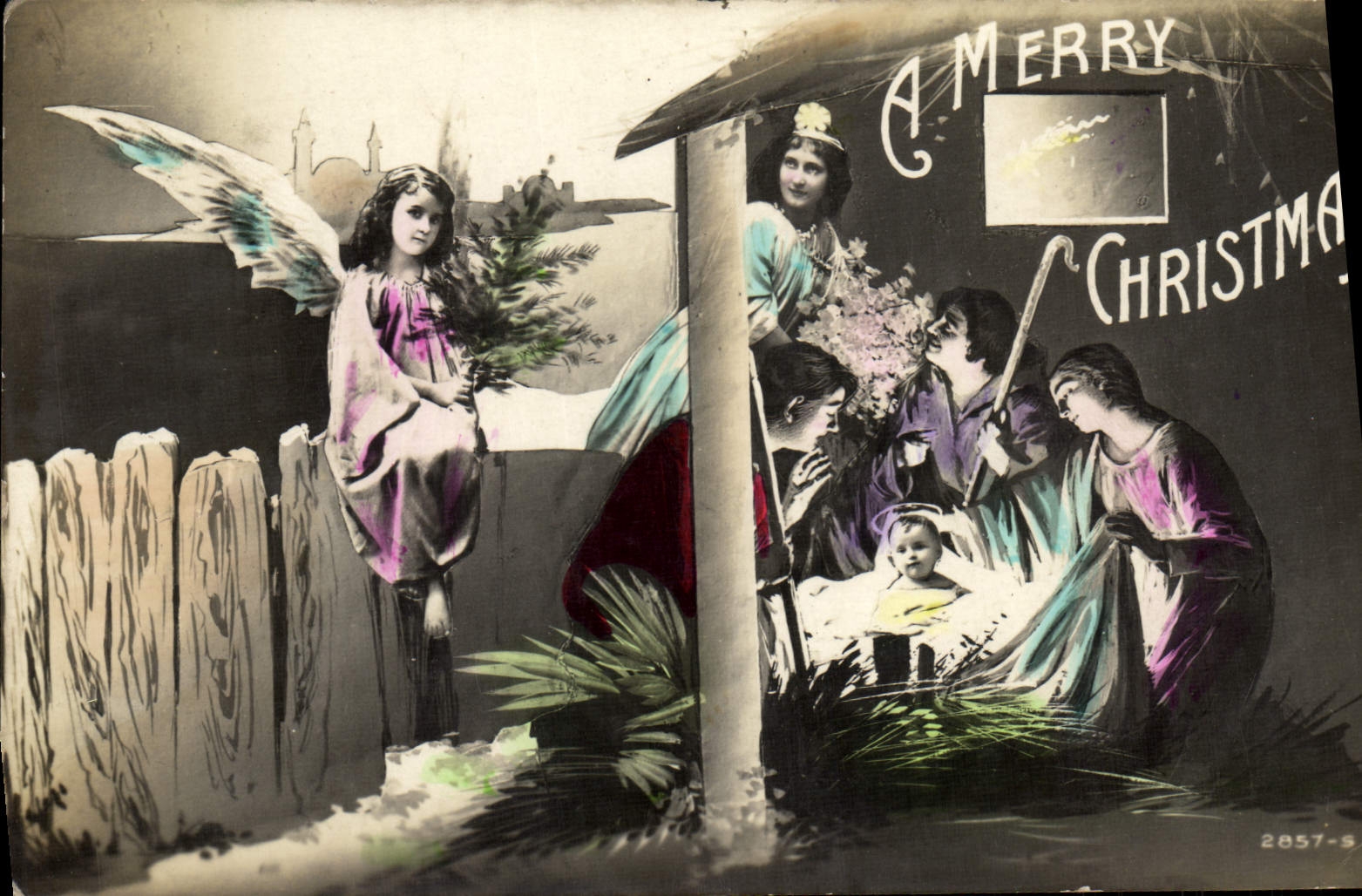 VINTAGE POSTCARD Merry Christmas No5el Ange has