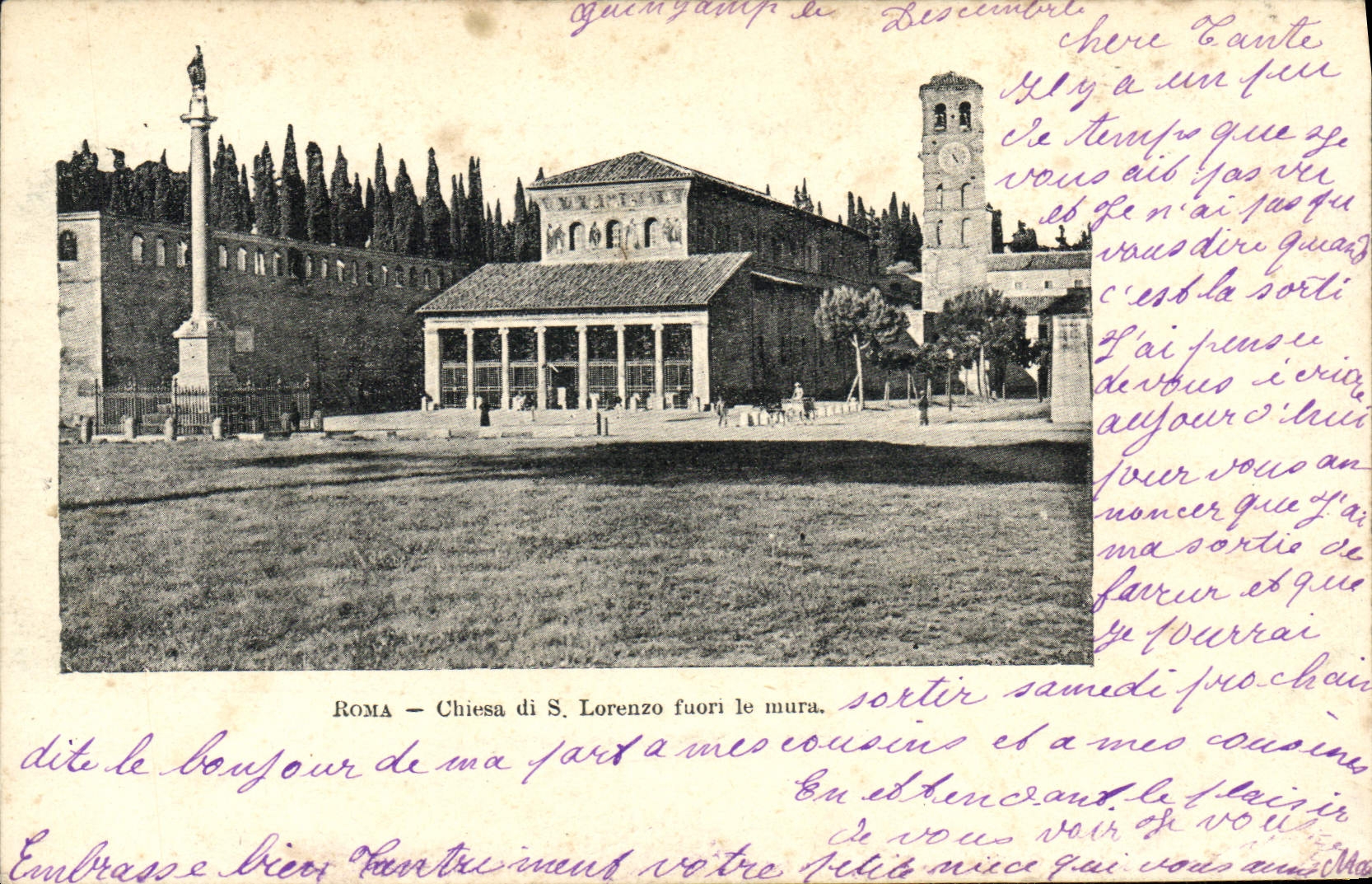 La POSTAL Roma Chiesa Di S Lorenzo Fuori de la VENDIMIA la emparedó