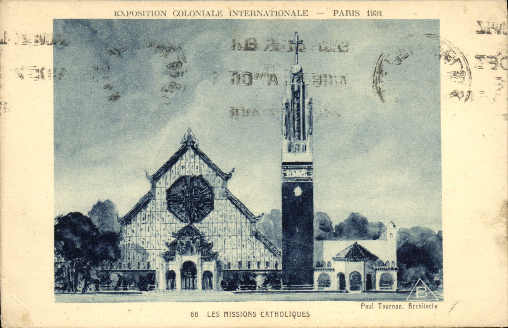 VINTAGE POSTCARD Fair Colonial International Paris 1931 Catholic Missions