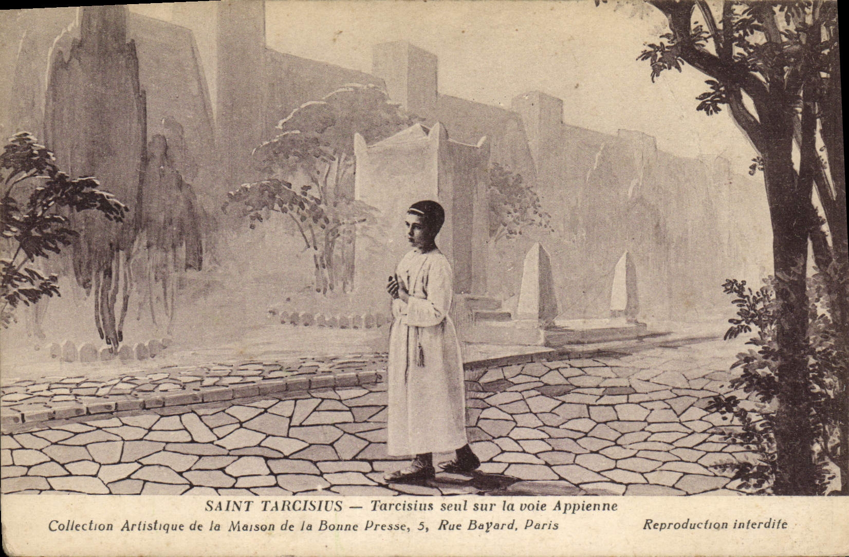 VINTAGE POSTCARD Holy Tarcisius Tarcisius Alone On the Appienne Way
