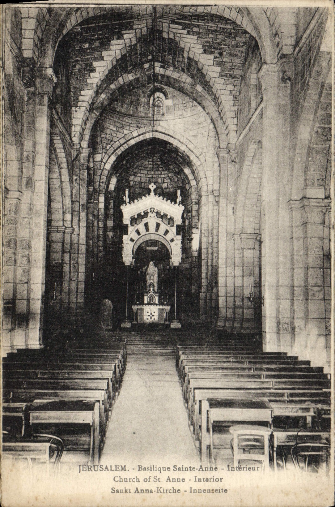 VINTAGE POSTCARD Jerusalem Basilica Sainte Anne Interieur