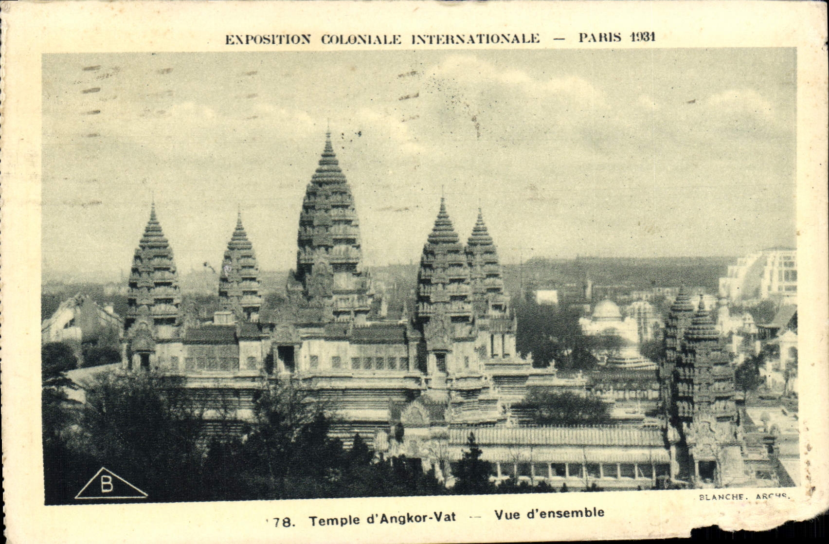 VINTAGE POSTCARD Fair Coloninale International Paris 1931 Temple D' Angkor Vat Overall picture
