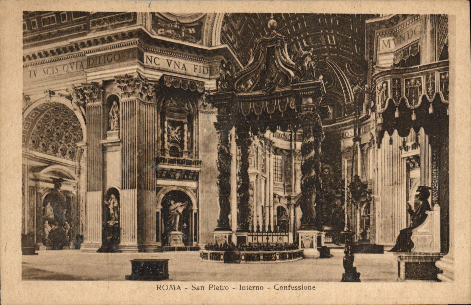 Interno Confessione de Roma San Pletro de la POSTAL de la VENDIMIA