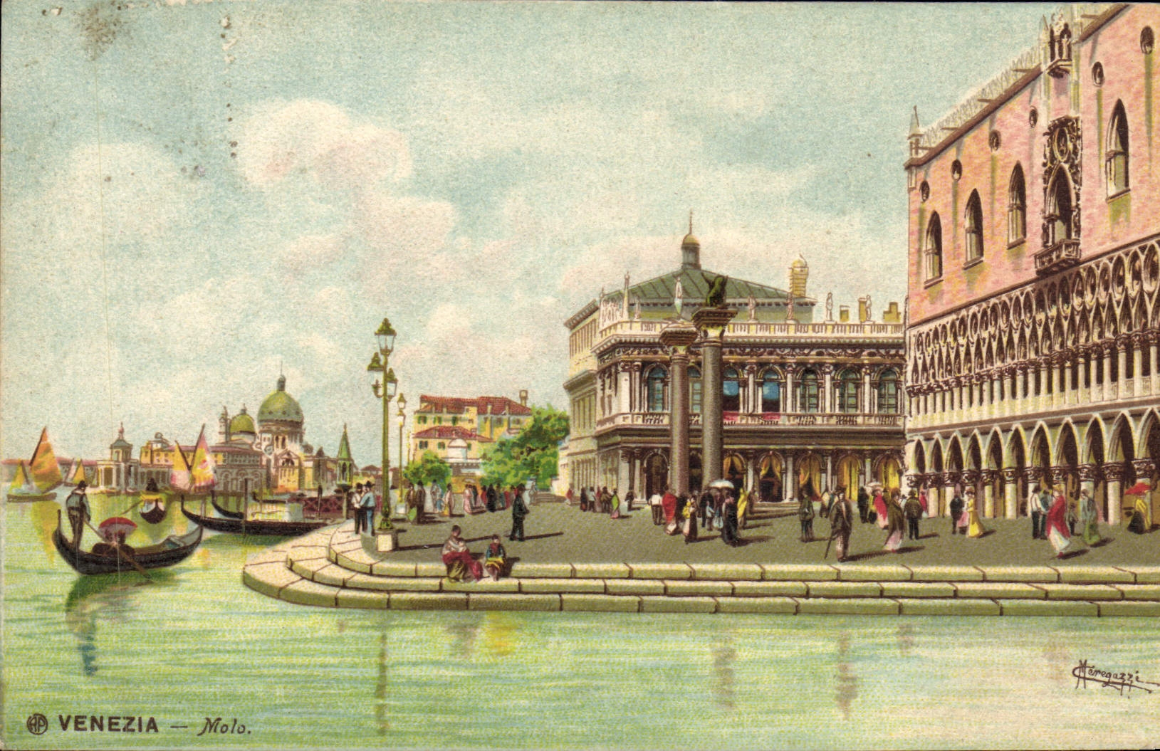 VINTAGE POSTCARD Venezia Molo