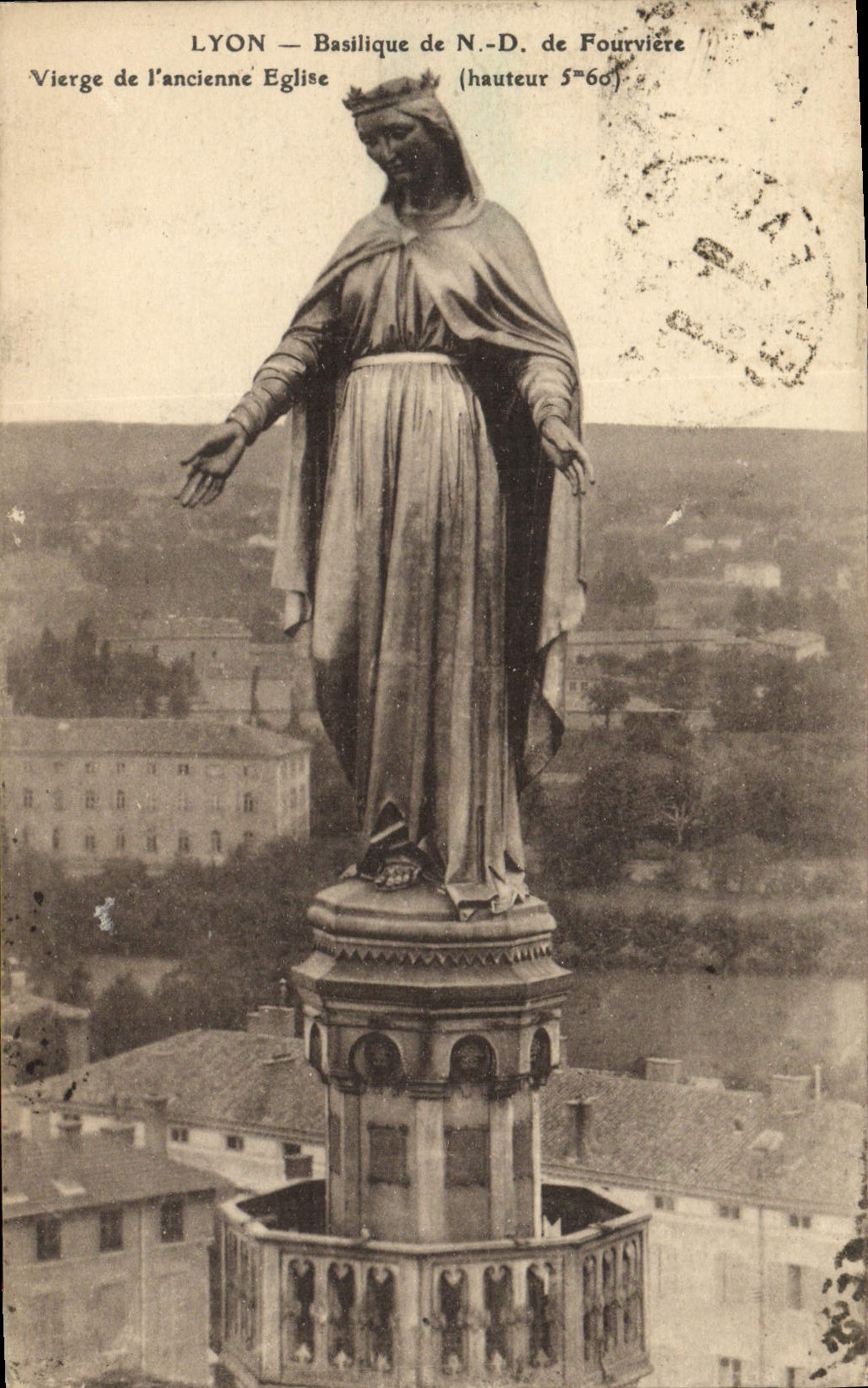 ND de la Virgen de la basílica de Lyon de la POSTAL de la VENDIMIA de Fourviere de la iglesia vieja