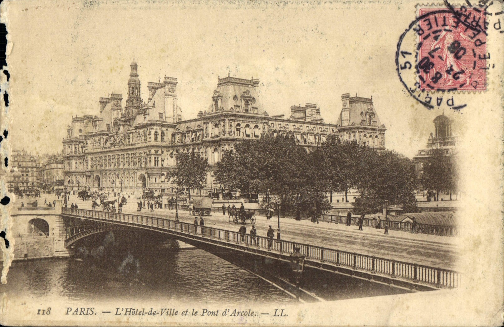 CPA Paris L'Hotel de Ville et le Pont d'Arcole