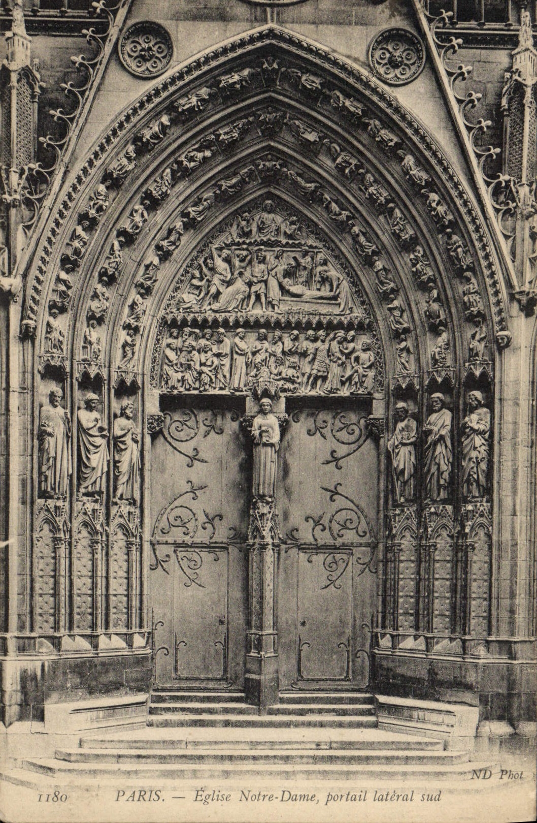 CPA Paris Eglise Notre Dame Portail lateral sud