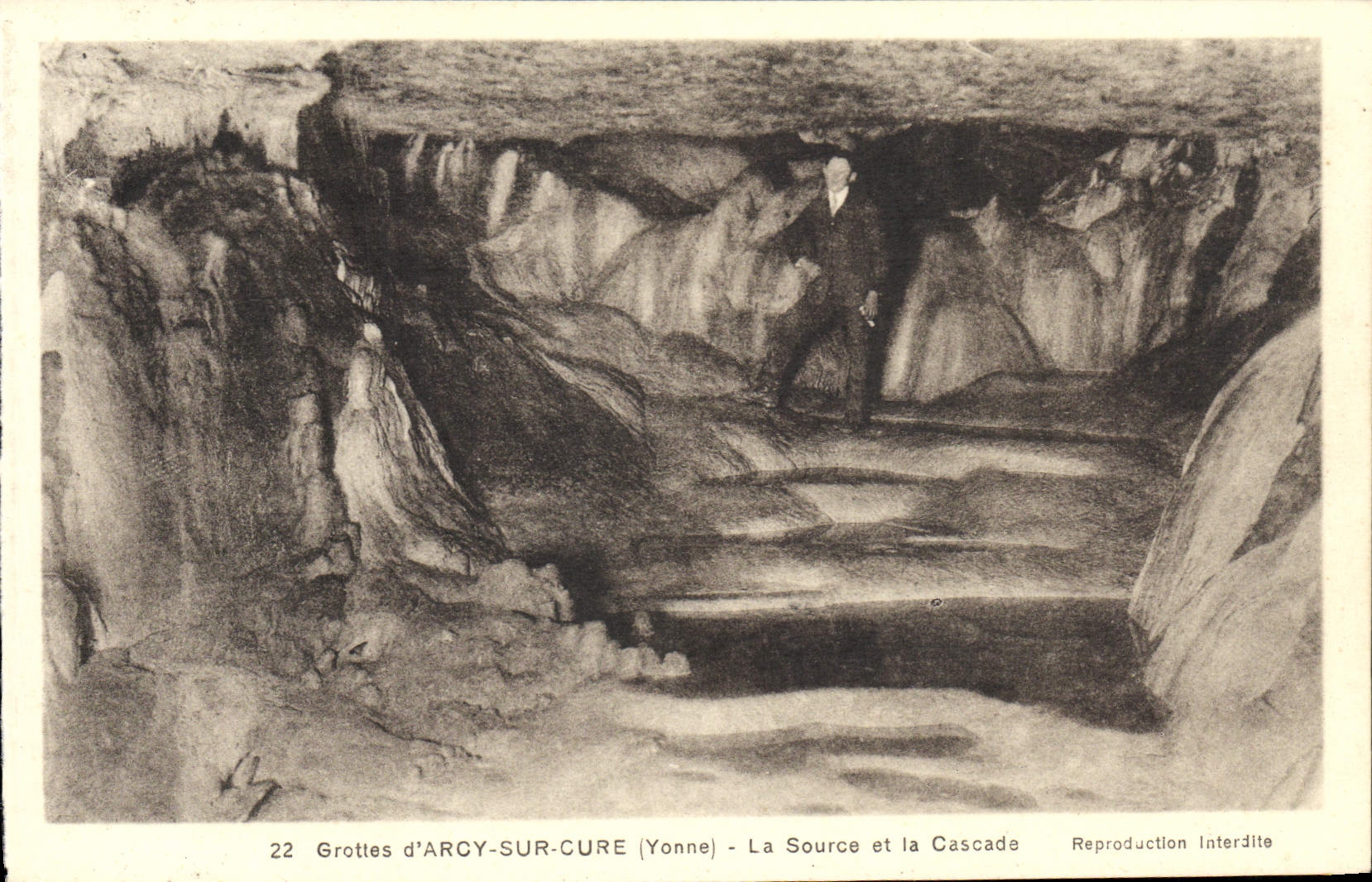 VINTAGE POSTCARD Caves of Arcy On Cure the Source and the Cascade