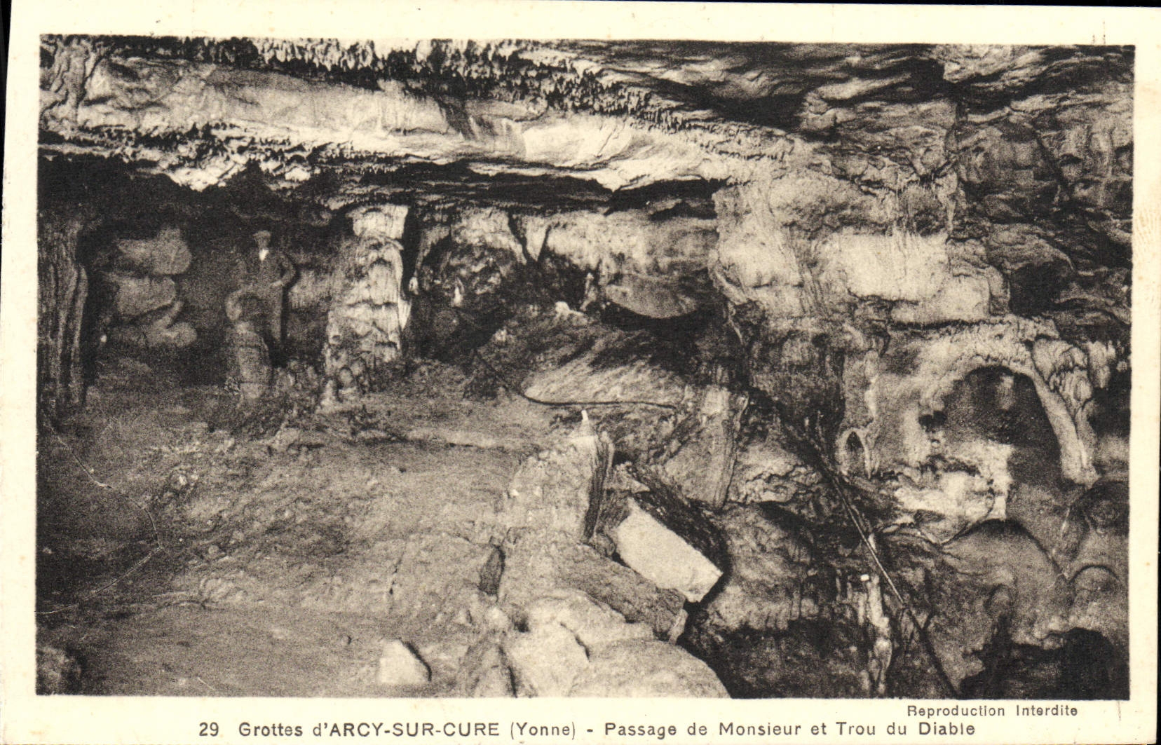VINTAGE POSTCARD Caves of Arcy On Cure Passage of Mister and Hole of the Devil