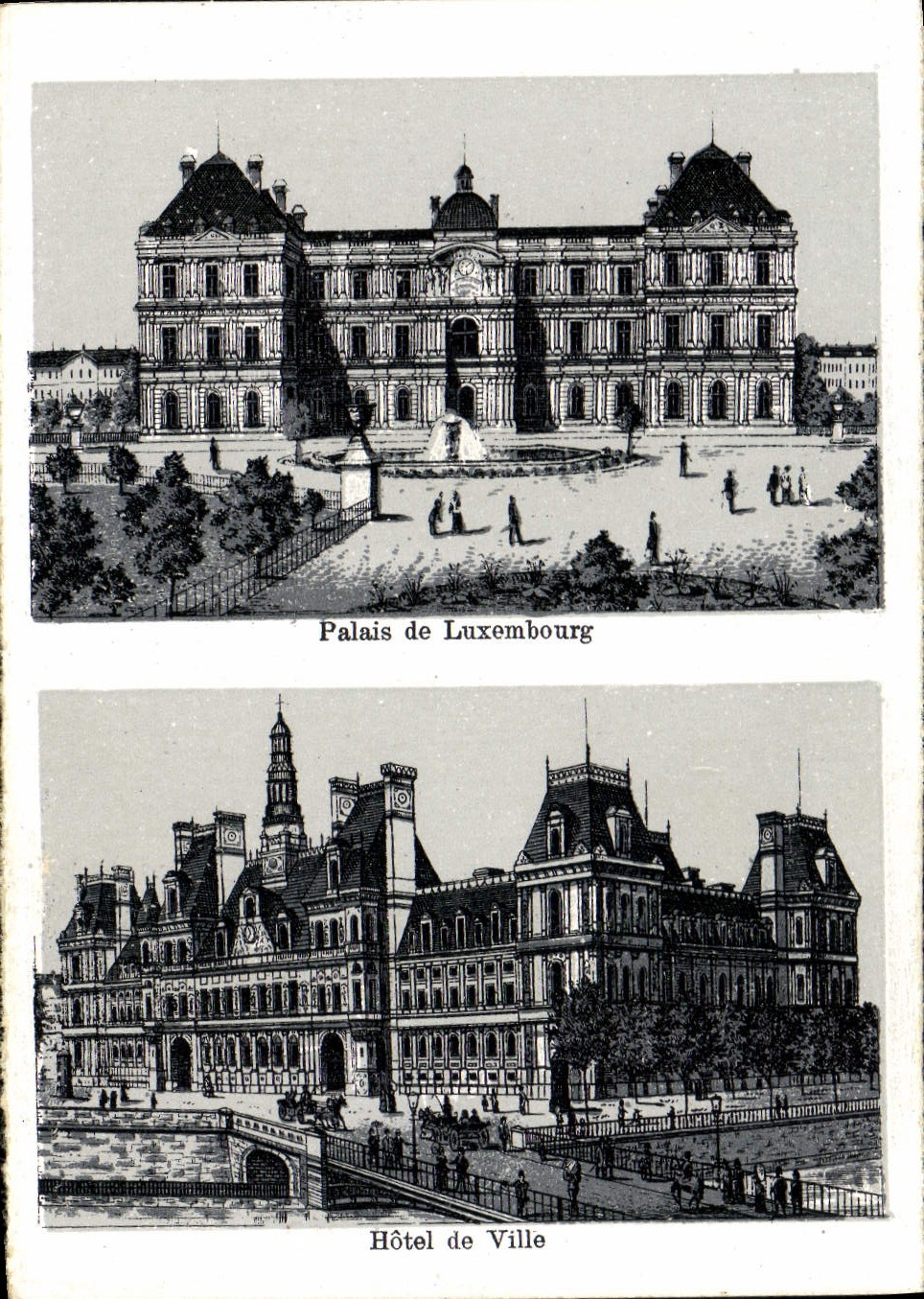 VINTAGE POSTCARD Paris Town hall Palate of Luxembourg
