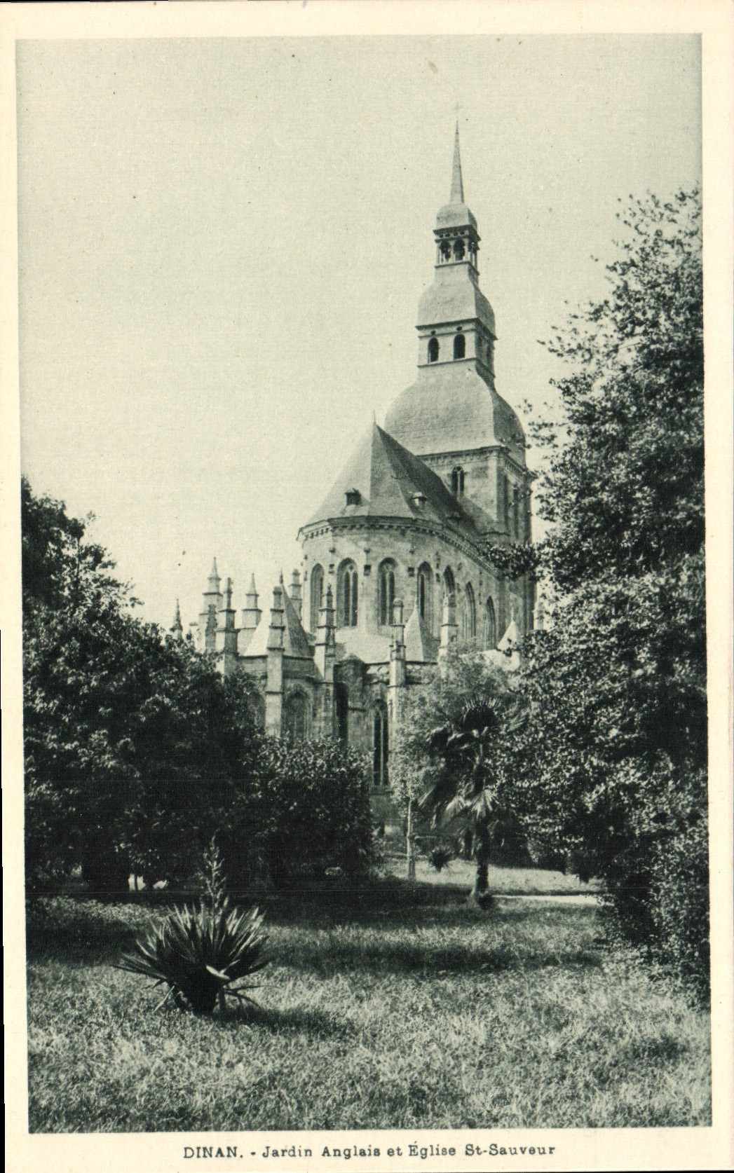 VINTAGE POSTCARD Dinan English Garden and Church