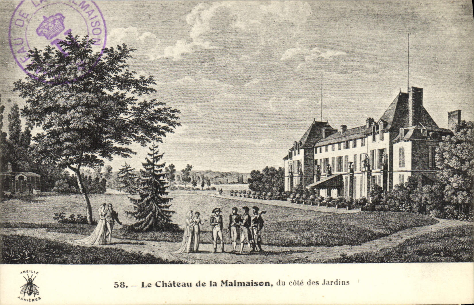 VINTAGE POSTCARD the Castle of Malmaison of the dimension of the Napoleon Gardens 1st