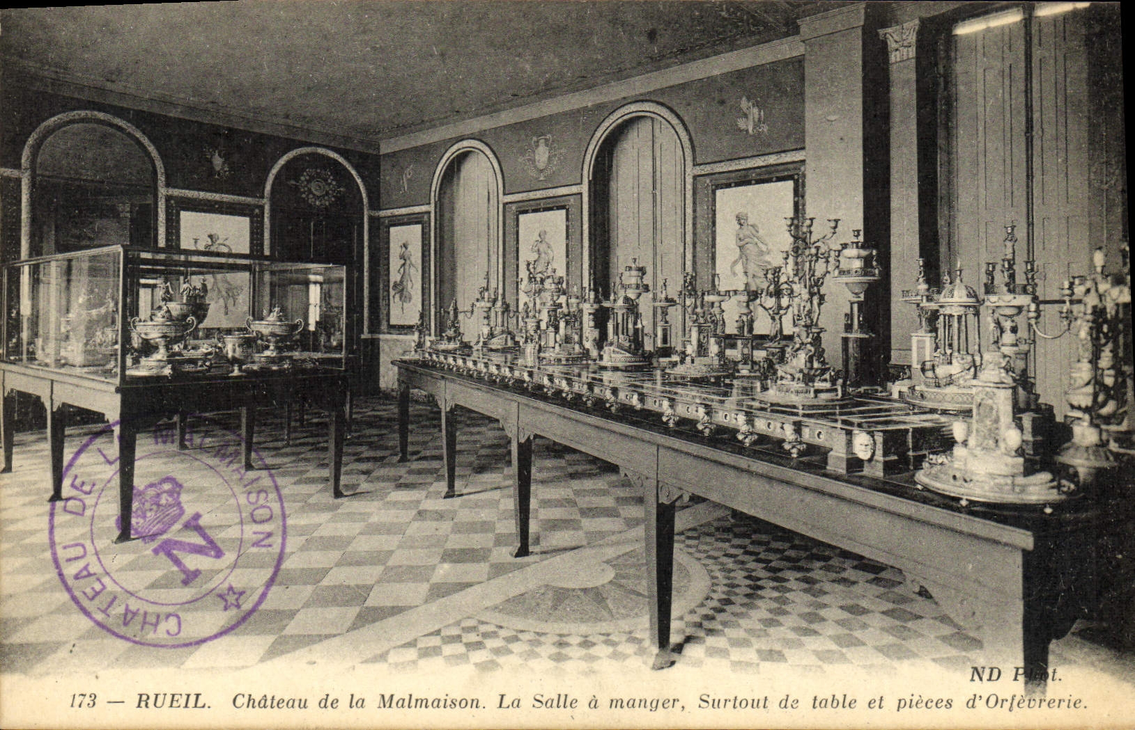 VINTAGE POSTCARD Rueil Castle of Malmaison Dining room Especially of table and parts of goldsmithery