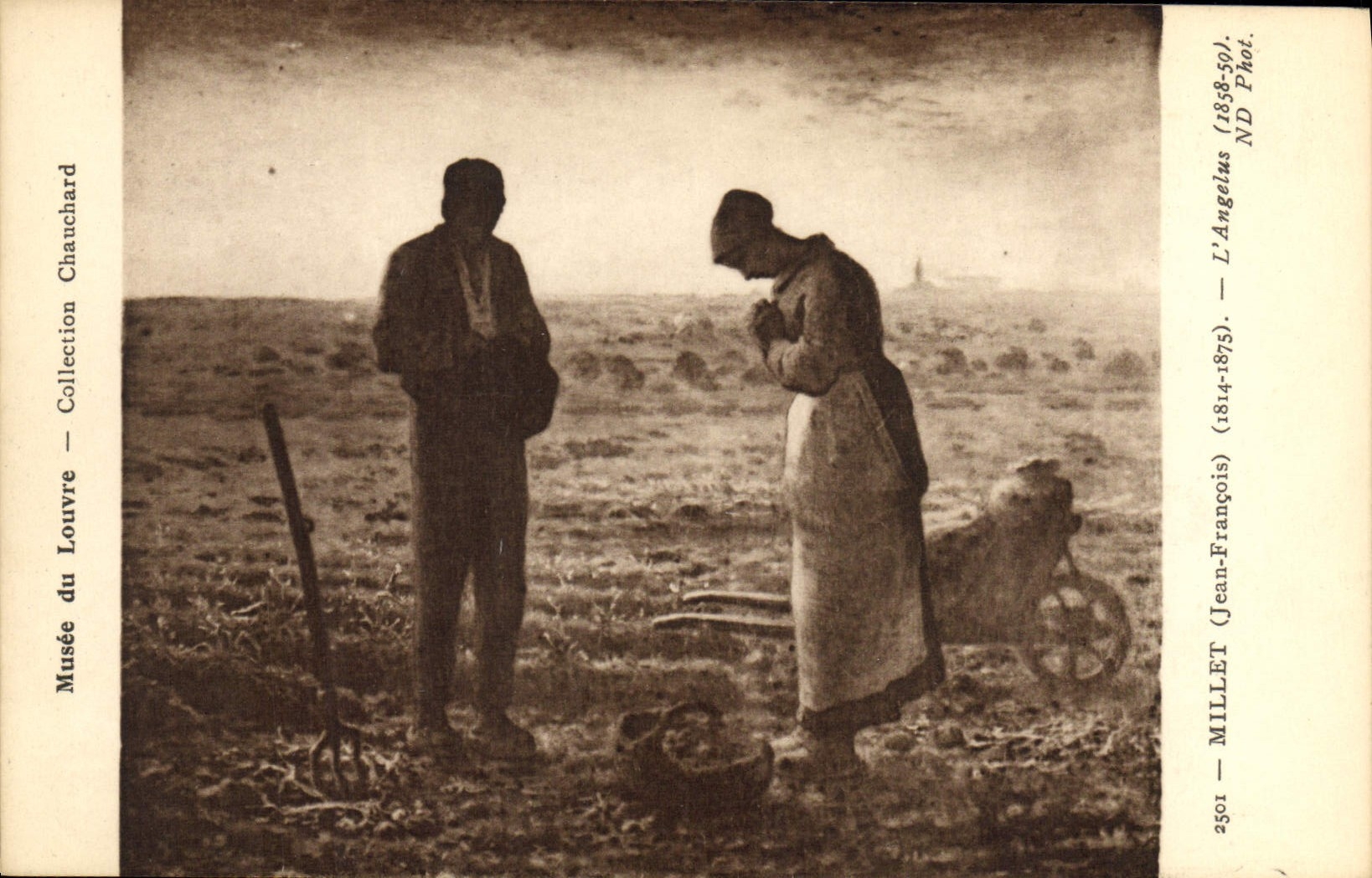 VINTAGE POSTCARD Museum of Louvre Collection Chauchard Millet the angelus