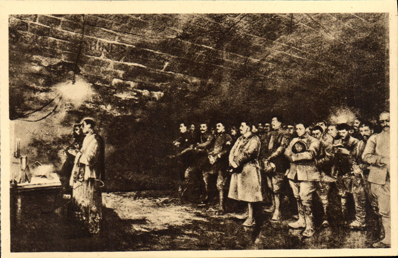 VINTAGE POSTCARD the Midnight mass in Douaumont Militaria